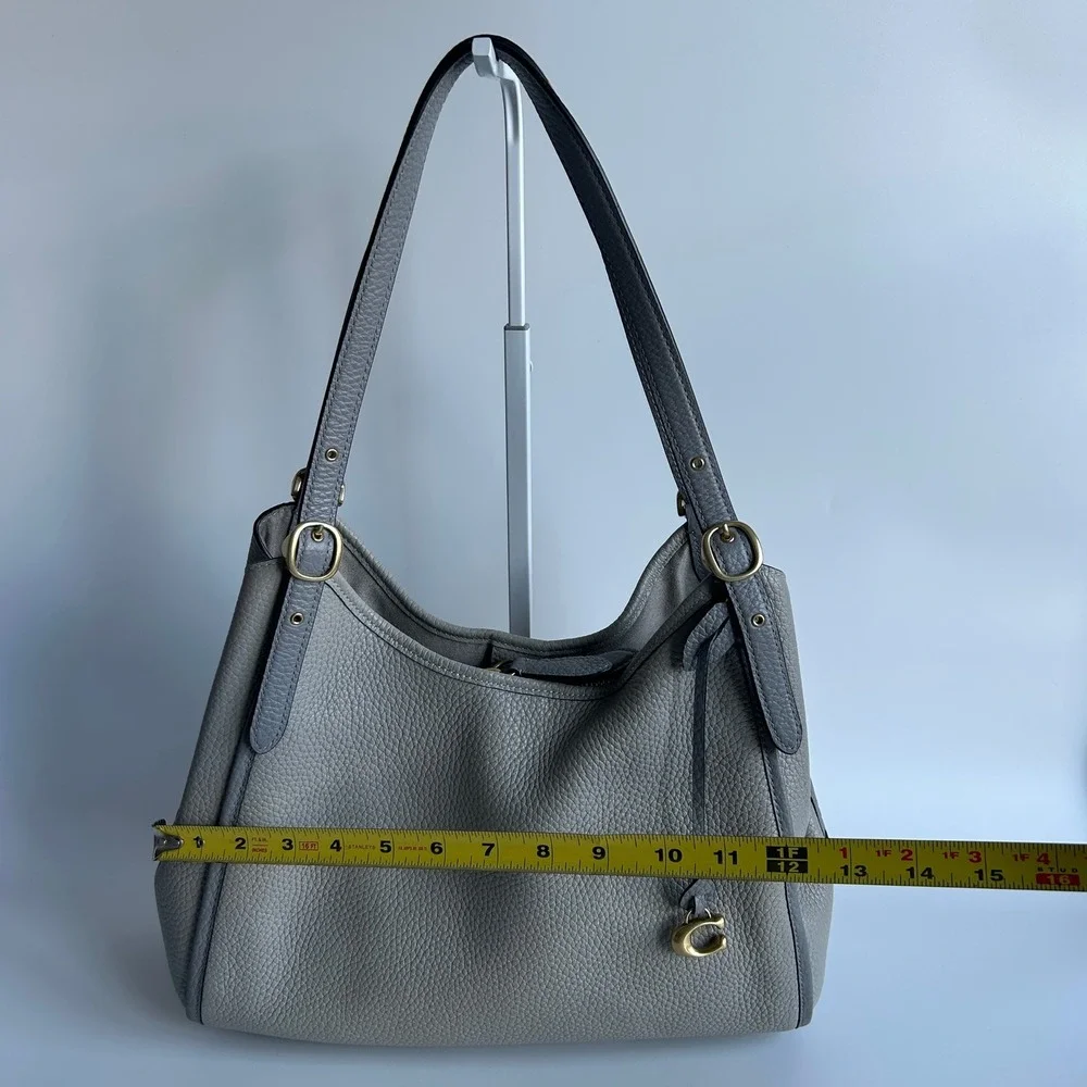 Coach Lori Shoulder Bag Dove Grey Pebbled Leather C6627